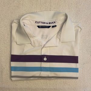 White Striped Ocean Club Golf Shirt